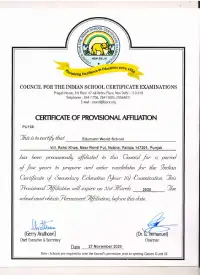 Affiliation Certificate CISCE